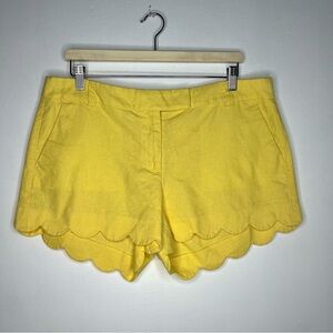 J Crew Yellow shorts scallop hem Size 14 preppy summer spring shorts